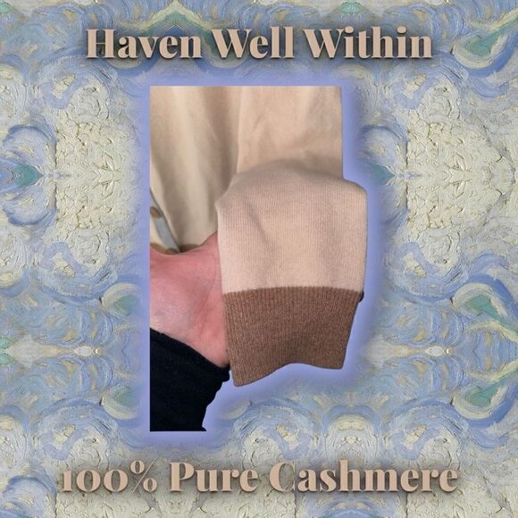 Haven Well Within Camel 100% Cashmere Cardigan Sweater Size M - Picture 4 of 6